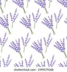 Seamless pattern bouquets lavender flowers vector illustration. Provence wildflowers