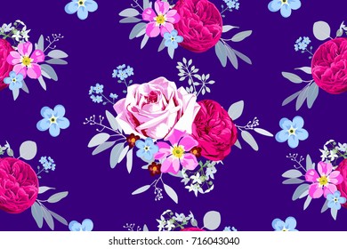 Seamless pattern with bouquets of roses
