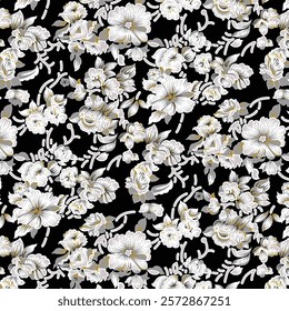Seamless pattern with bouquets of roses  K