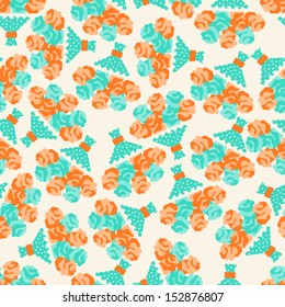 Seamless pattern with bouquets of roses in retro style.