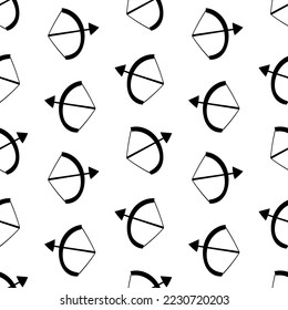 Seamless pattern with bow and arrow silhouette vector