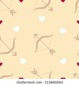 Seamless pattern with bow and arrows and hearts. vector illustration for valentine's day.