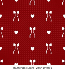 seamless pattern with bow and hearts, fabric pattern, gift wrapping paper, notebook cover, phone case 