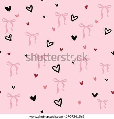 Seamless pattern with bow and love . Retro background for design and card, covers, package, wrapping paper.
