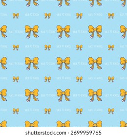 Seamless pattern. Bow and pencil. Decorated in a back to school theme.