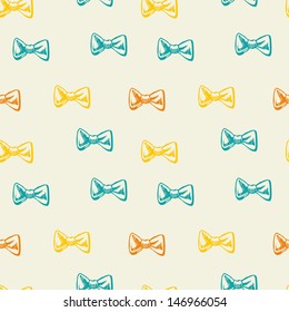 Seamless Pattern Bow Tie Retro Colors. Vector Texture, Background.