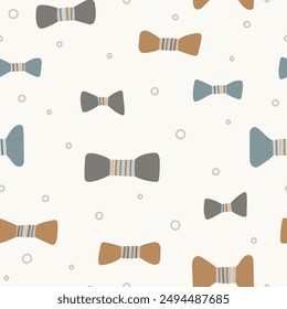 Seamless pattern with bow tie. Simple minimalistic wallpaper with ribbon.