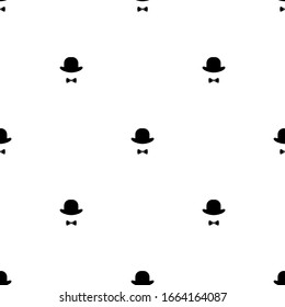 Seamless pattern with bowler hats and bow ties on white background. Gentleman simple ornament.  Vector flat illustration.