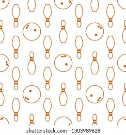 Seamless pattern with bowling pins and bowls. Sports theme. Games, hobbies, entertainment. Design for banner, poster or print.