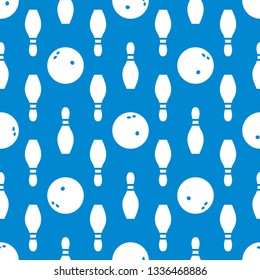Seamless pattern with bowling pins and bowls. Sports theme. Games, hobbies, entertainment. Design for banner, poster or print.