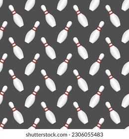 Seamless pattern with bowling pins and bowls.