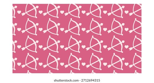 Patrón sin fisuras de arcos y flechas en estilo colorido adecuado para el arte de San Valentín, temas románticos e ilustraciones dulces.