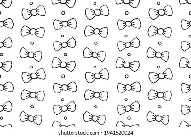 Nahtloses Muster mit Bögen, asymmetrischen zufälligen Polka-Punkten, Blasen oder Knöpfen. Cute fun einfache abstrakte Vektorhintergrund, Textur für Stoff, Packpapier, Kinderdesign