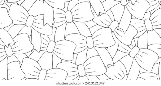 Seamless pattern with bows. Black and white vector illustration