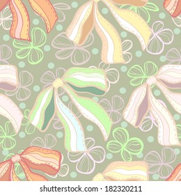 seamless pattern with bows and flowers