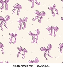 Seamless pattern with bows from gift boxes. Holiday Accessories