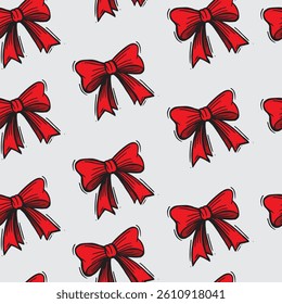 Seamless pattern of bows. Hand Drawn Vintage Decorative Element For Gifts And Presents Vector Illustration