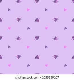 seamless pattern with bows and hearts