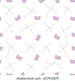 Seamless pattern with bows and hearts. Seamless pattern can be used for textiles, wrapping paper, wallpaper, pattern fills, web page background, surface textures.