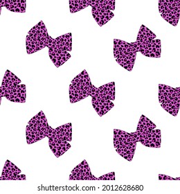 Seamless pattern bows leopard spots vector illustration