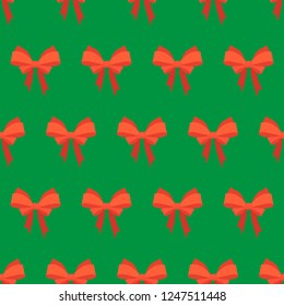 
Seamless pattern of bows on a green background.