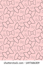 Seamless pattern of bows on pink background