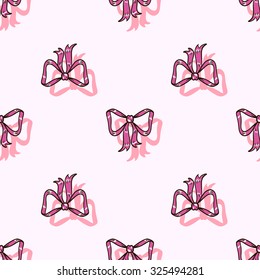 Seamless pattern with bows on a pink background. Vector illustration. 