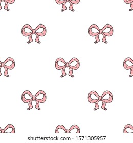 Seamless pattern with bows on a white background. Vector illustration.