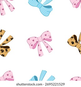 Patrón sin fisuras con lazos sobre un fondo blanco. Ilustración vectorial para imprimir. Fondo lindo del bebé para las muchachas