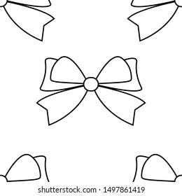 Seamless pattern of bows outline style on white background for background