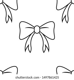 Seamless pattern of bows outline style on white background for background