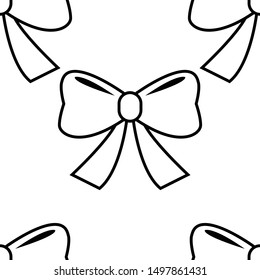 Seamless pattern of bows outline style on white background for background