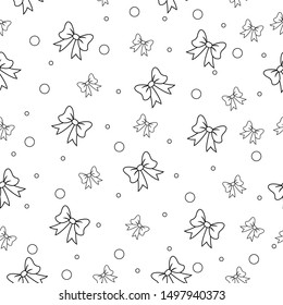 Seamless pattern of bows outline style on white background for background