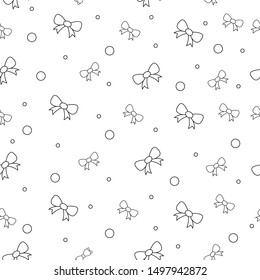 Seamless pattern of bows outline style on white background for background