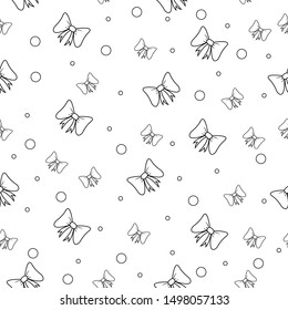 Seamless pattern of bows outline style on white background for background