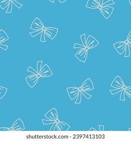 Seamless pattern with bows, ribbons. Cute fun simple abstract vector background, texture for fabric, wrapping paper, kids design