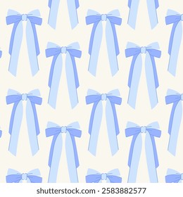Seamless pattern with bows and ribbons. Hand drawn trendy pattern for background, print, scrapbook, fabric, textile design.