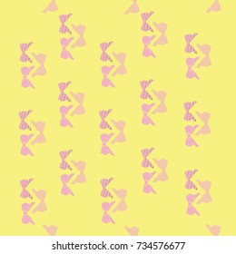 Seamless pattern  of bows, stripes. Hand drawn.