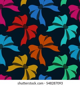 Seamless pattern with bows.Colorful holiday textile texture.Vector print