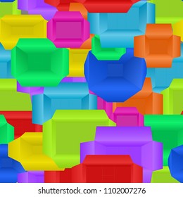 Seamless Pattern of Boxes Different Color And Sizes For Your Design, Vector