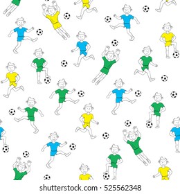seamless pattern boy playing football