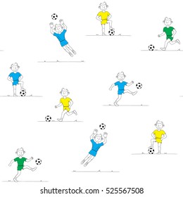 seamless pattern boy playing football