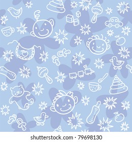 Seamless Pattern With Boys and Toys.