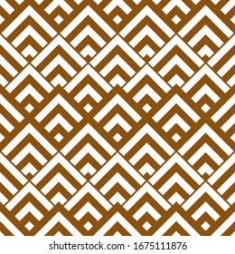 Seamless pattern. Brackets, checks wallpaper. Curves, polygons illustration. Geometric background. Chevrons, rhombuses ornament. Folk motif. Textile print, web design, abstract backdrop. Vector art.