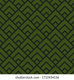 Seamless pattern. Brackets, diamonds wallpaper. Chevrons, rhombuses ornament. Curves, polygons image. Geometric background. Folk motif. Textile print, web design, abstract backdrop. Vector art.