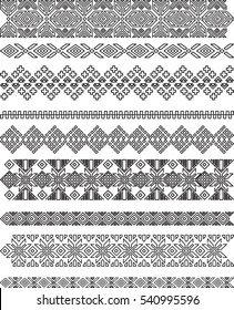 seamless pattern braid Scandinavian ethnic embroidery knitting print border vector set