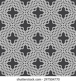 Seamless pattern of braided thread with swatch for filling. Stylish ornament texture. Fashion geometric background for web or printing design.