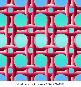 Seamless pattern of braiding from thick yarn, wicker rattan or willow. Vector illustration for website design, furniture design, textiles, wallpapers, poster, labels mock-up.