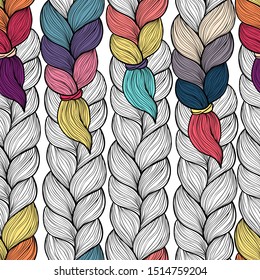 Seamless pattern with braids. Ombre color. Vector. Texture for web, print, wallpaper, website background, textile design, home decor.