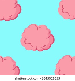 Seamless pattern brain on a blue background. Vector illustration.